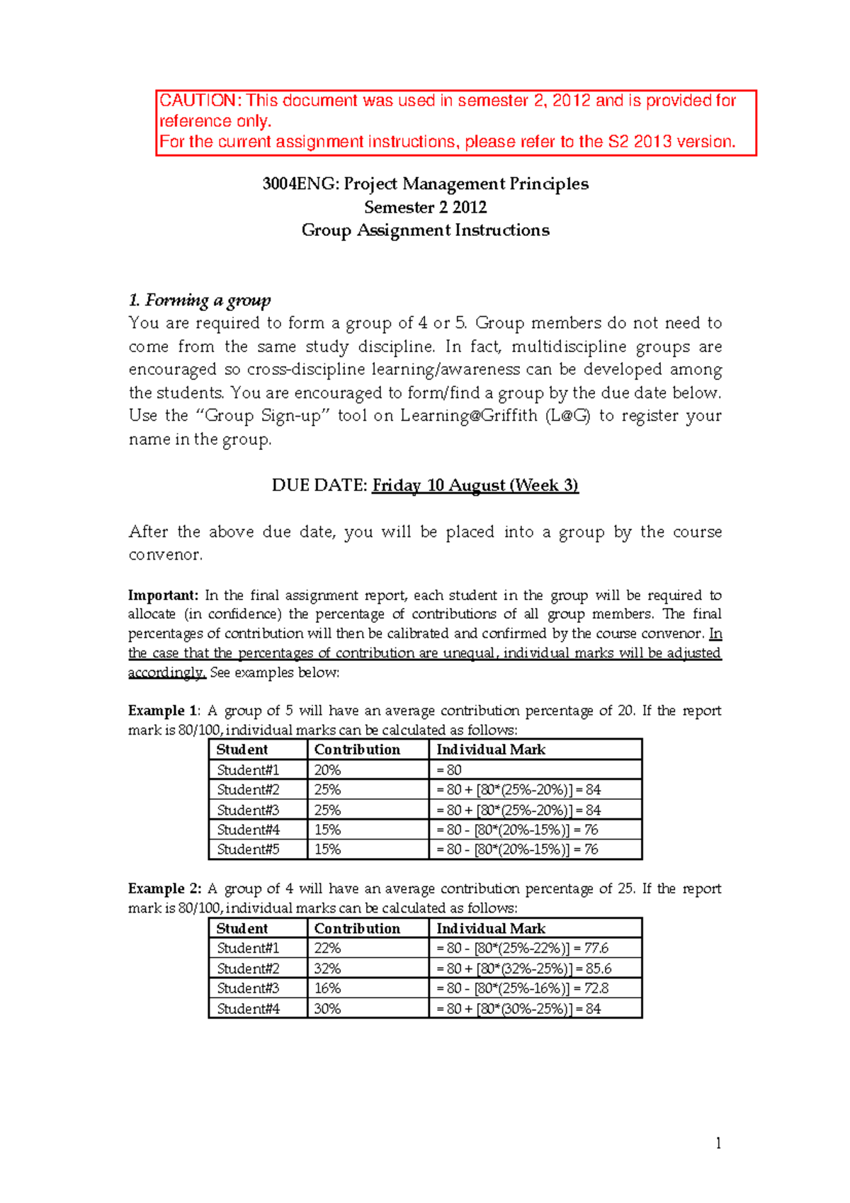 Lecture slides - Group Assignment Instructions - GRIFFITH SCHOOL OF ...