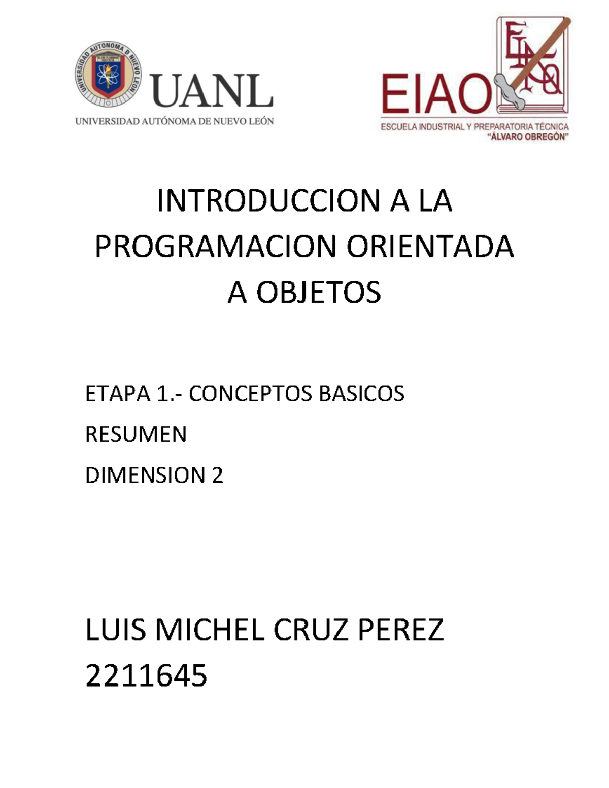 Introduccion A LA Programacion Orientada A Objetos resumen etapa 1 ...