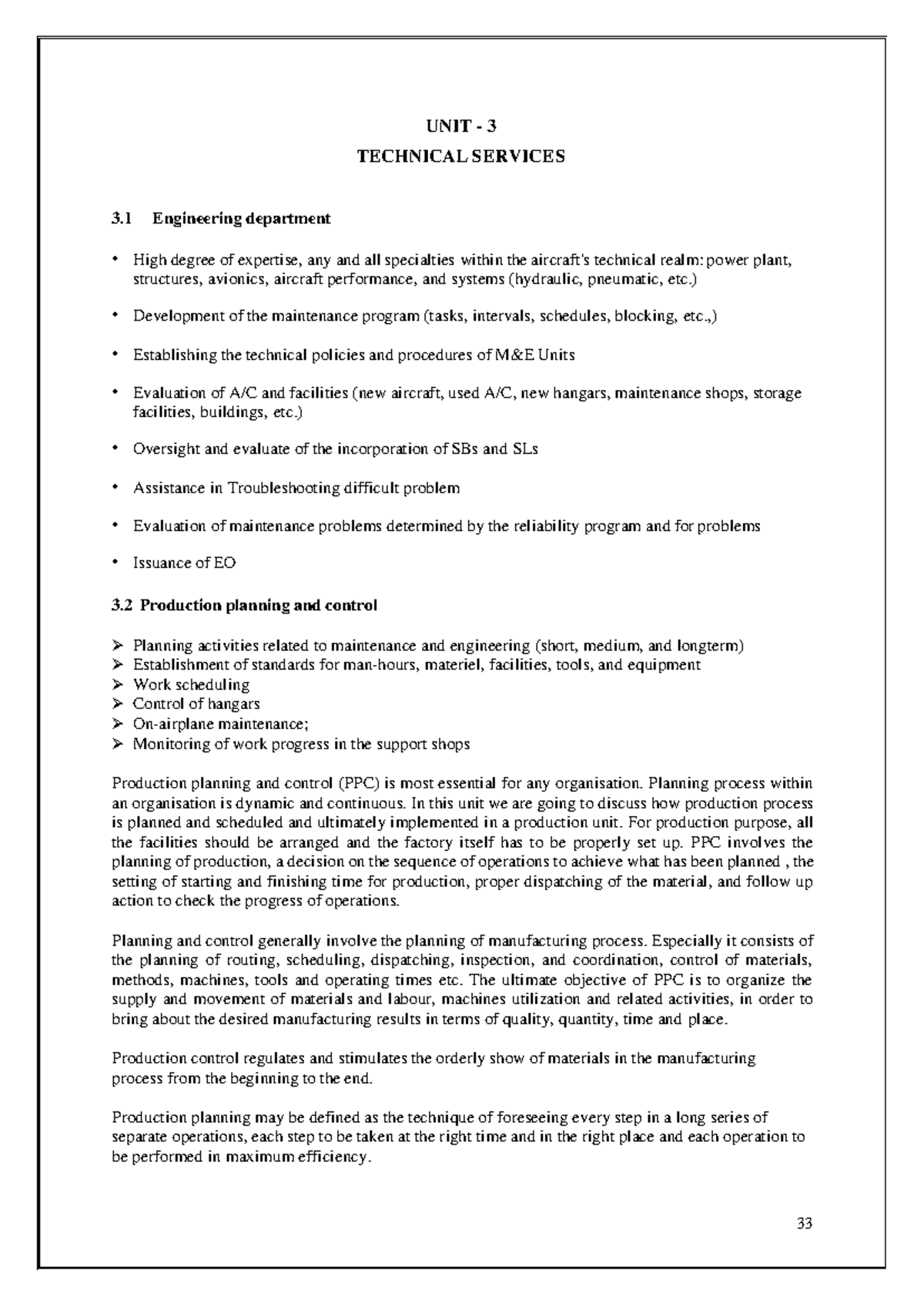 Technical Services notes - UNIT - 3 TECHNICAL SERVICES 3 Engineering ...