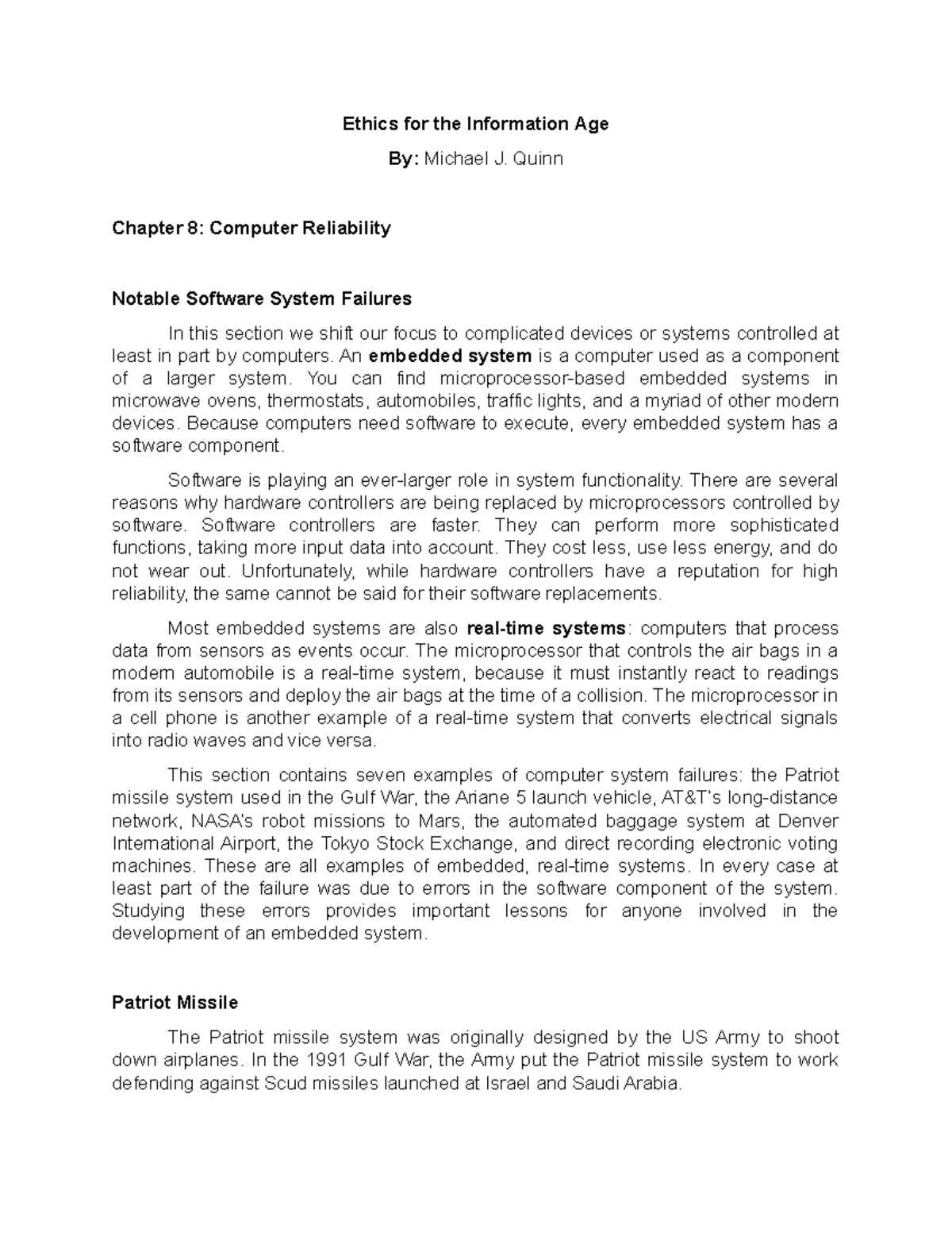 Computer Reliability Notable Software System Failures Chapter 8 ...