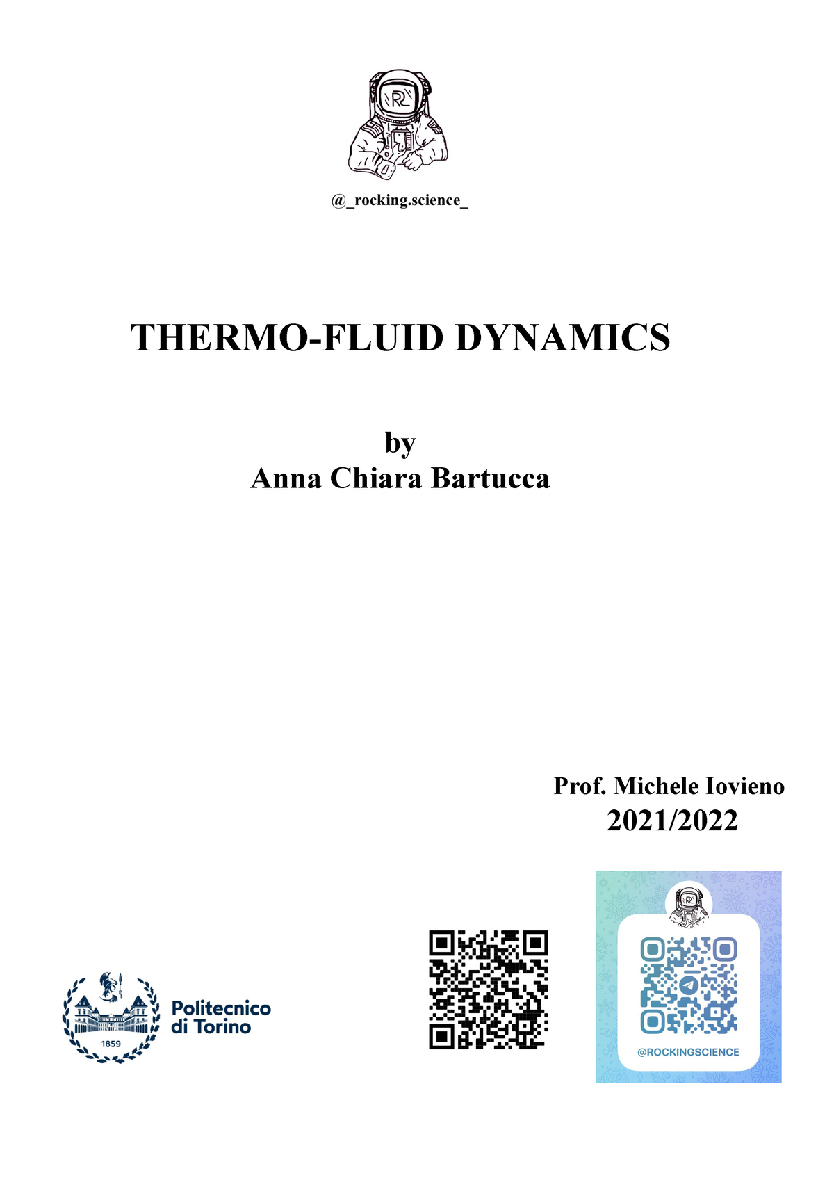 Thermofluid dynamics full course 2021 Prof. Michele Iovieno by