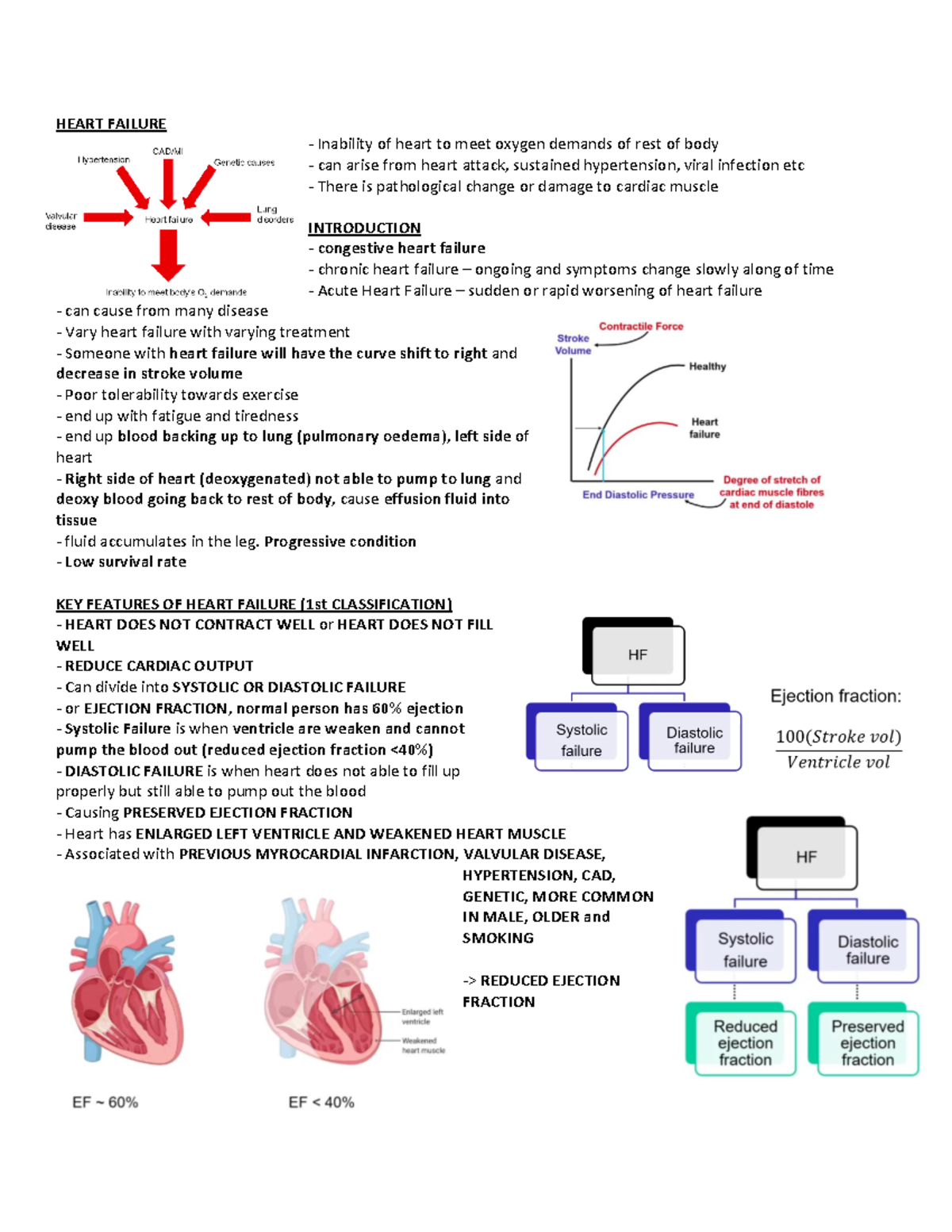 Heart Failure - notes - HEART FAILURE Inability of heart to meet oxygen ...