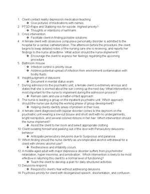 Varcarolis Mental Health Ch 13 EAQ Answers 3 - Exit Performance Final ...