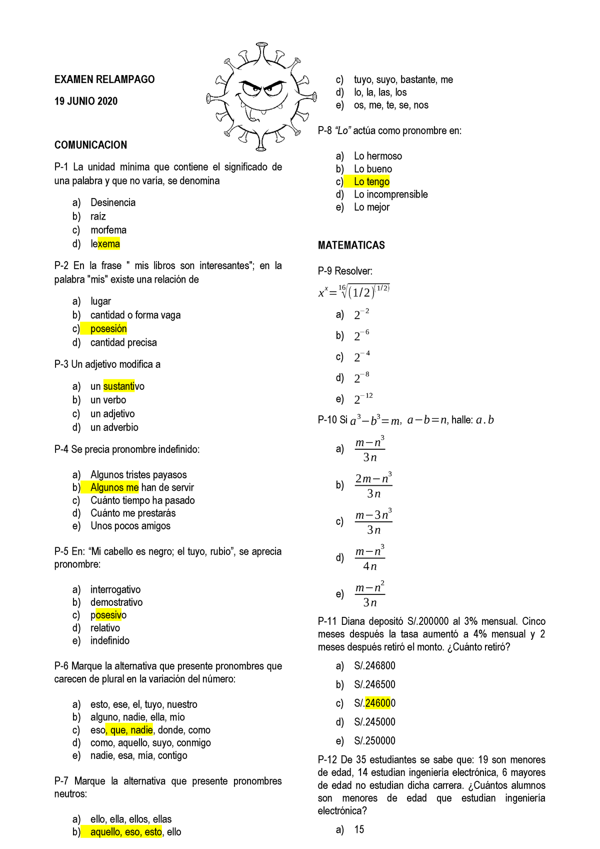 Examen 19 Junio Matematica Studocu