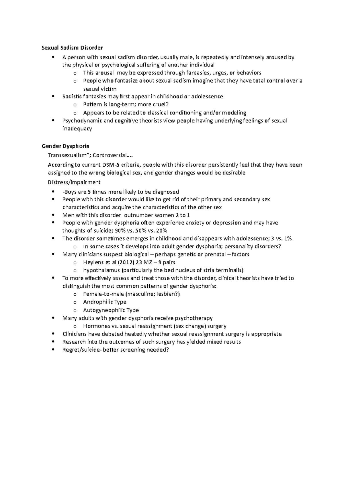 Project 2 - Sexual Sadism Disorder A person with sexual sadism disorder ...