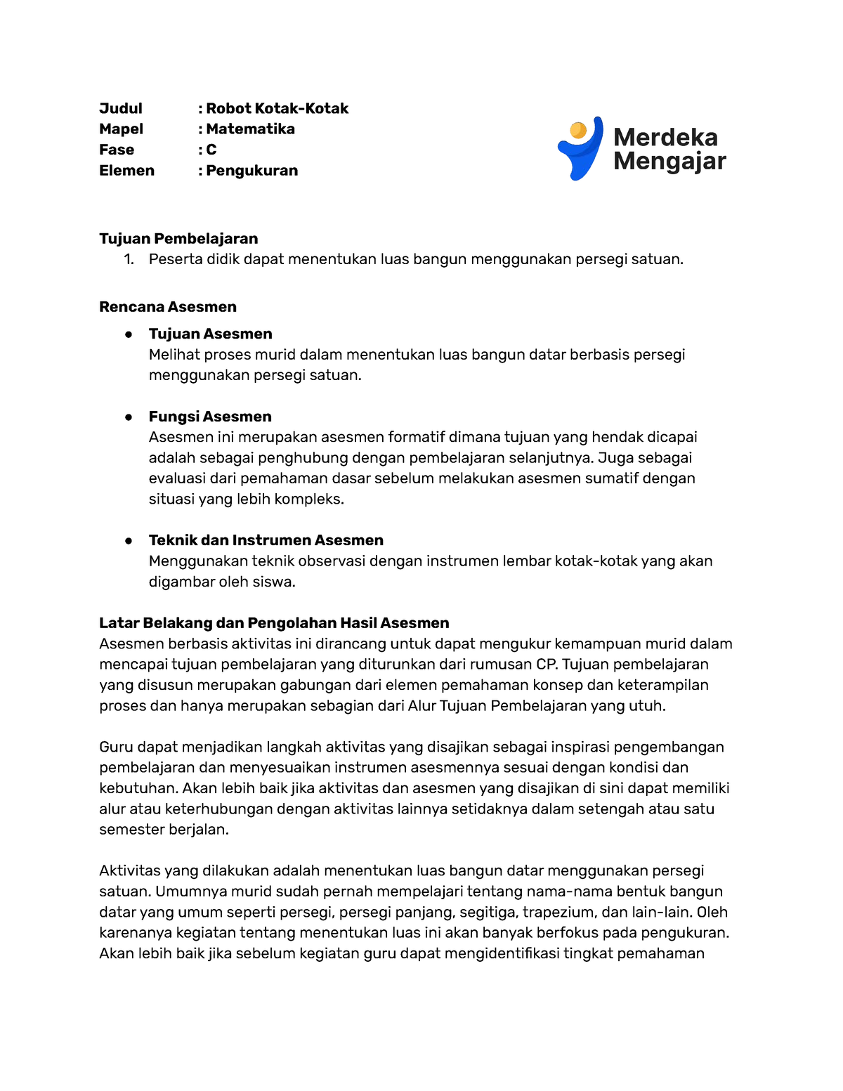 Https Static-assessment.guru.belajar.id SD Matematika Fase C Robot ...