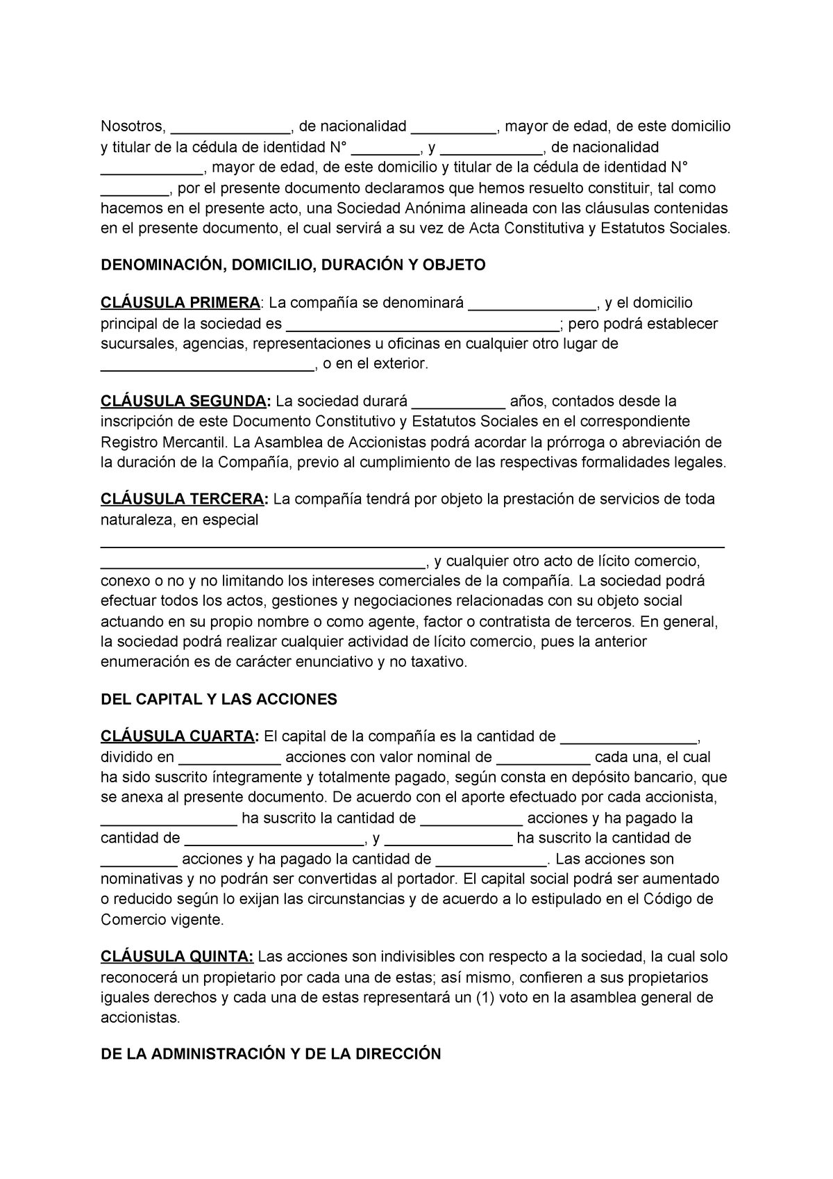 Acta Constitutiva De Una Sociedad Anonima Ejemplo Pdf Hot Sex Picture 5541