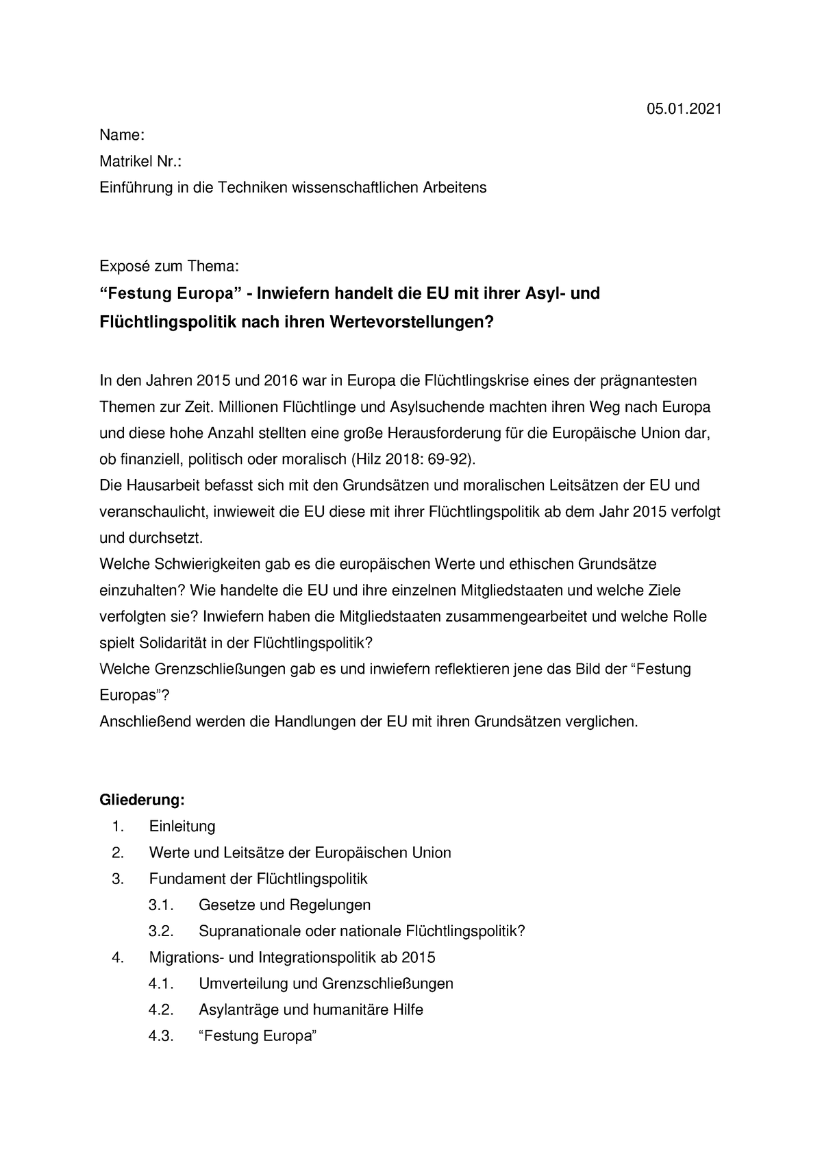 bachelor thesis fragestellung