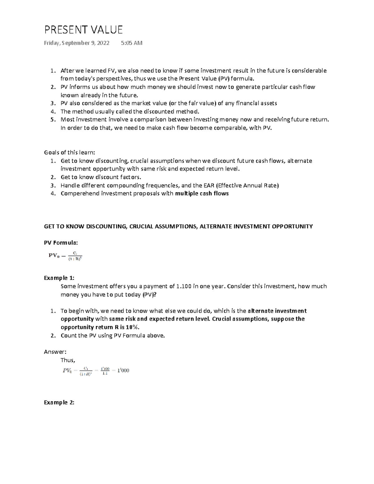 FIN402- Present Value - STRUCTURED SUMMARY NOTES - After we learned FV ...