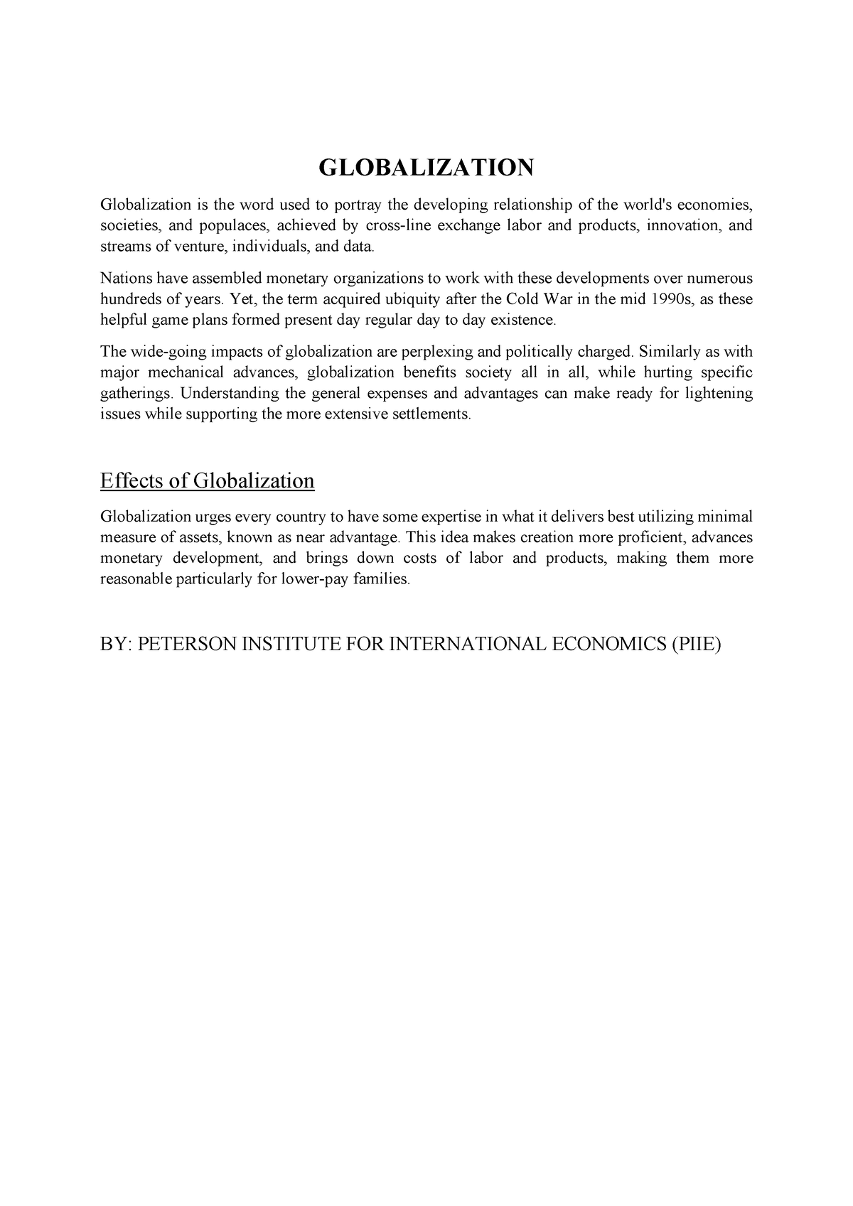 research proposal title about globalization