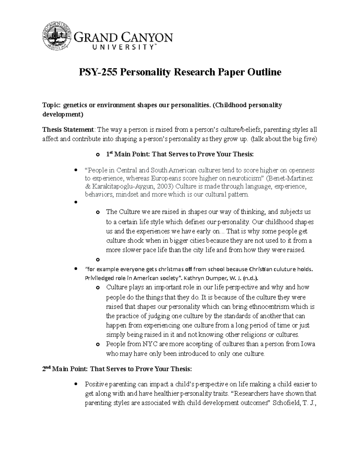 PSY 255-RS-Outline Template - PSY-255 Personality Research Paper ...