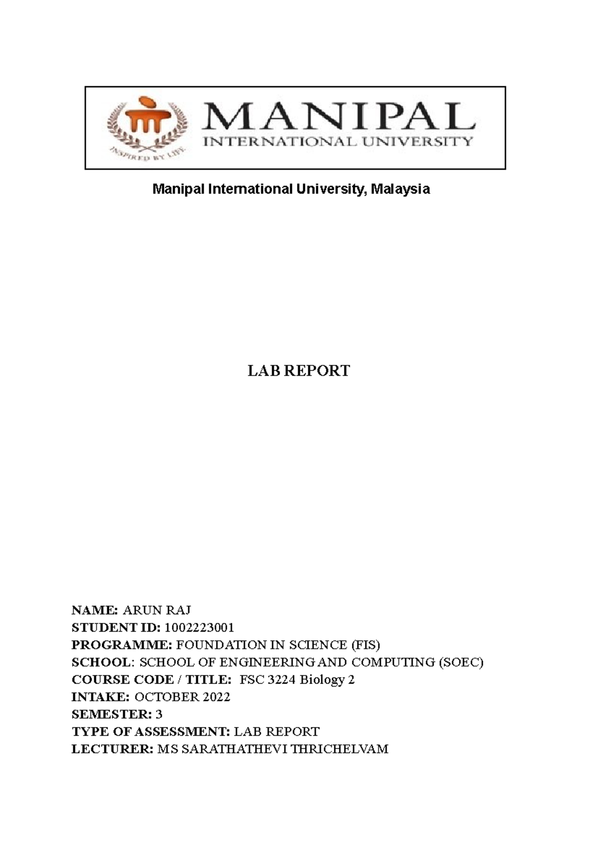Lab Report 4 ABO Blood typing Manipal International University