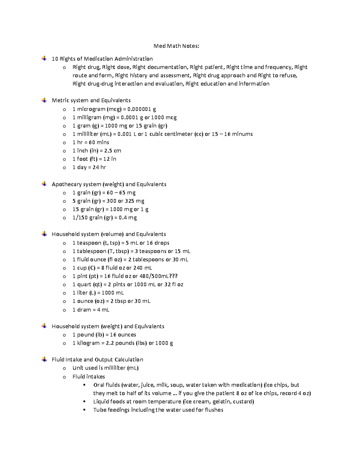 Med Math Notes - pointers - Med Math Notes: 10 Rights of Medication ...