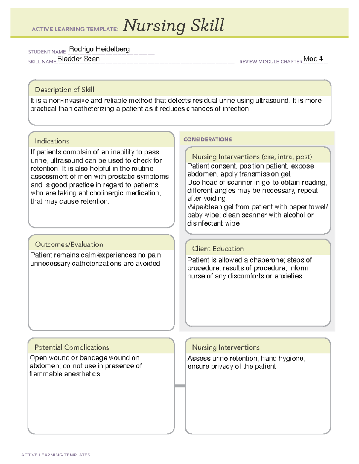 NSBladder - ATI High Acuity skill - ACTIVE LEARNING TEMPLATES Nursing ...