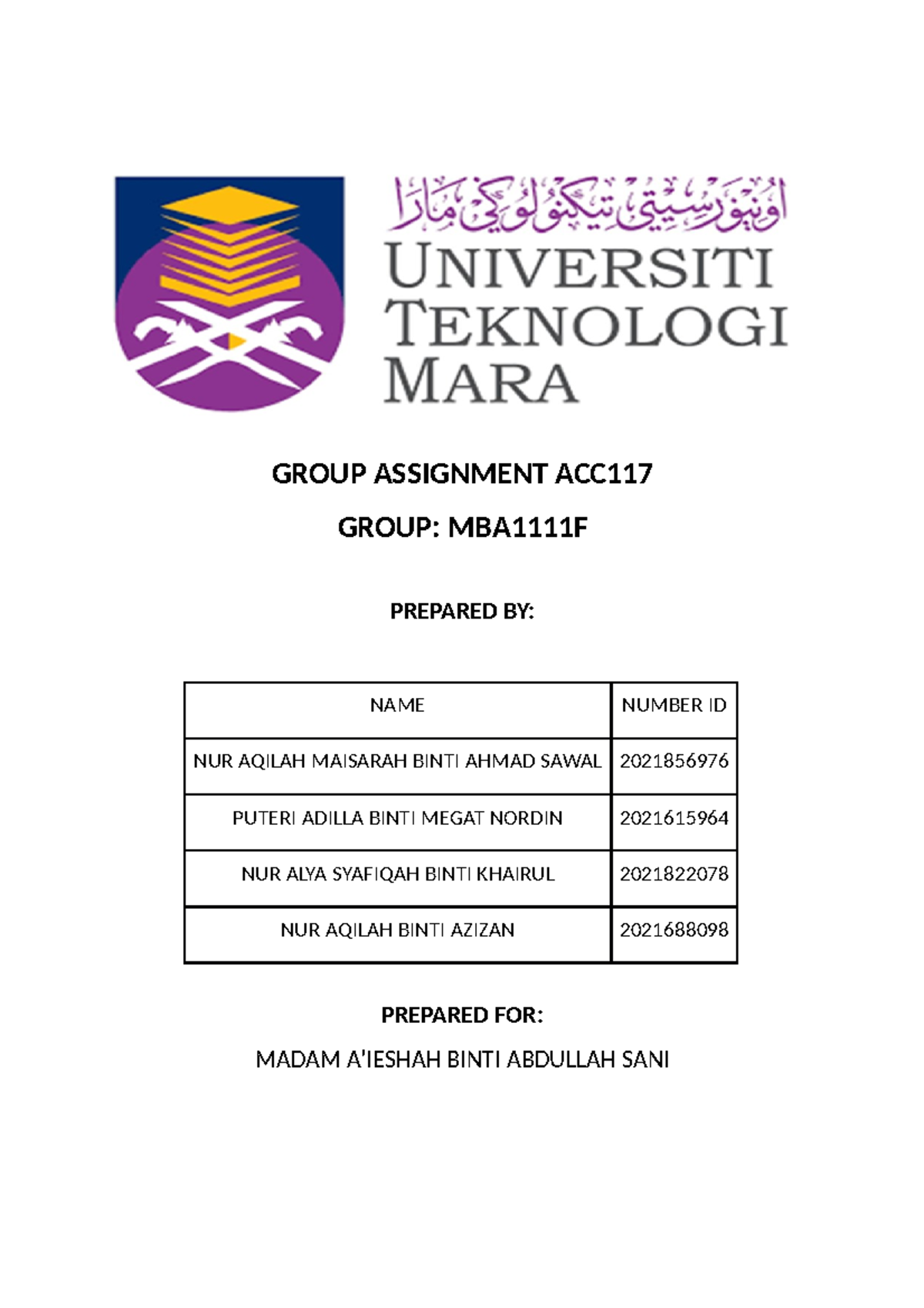 group assignment acc 117