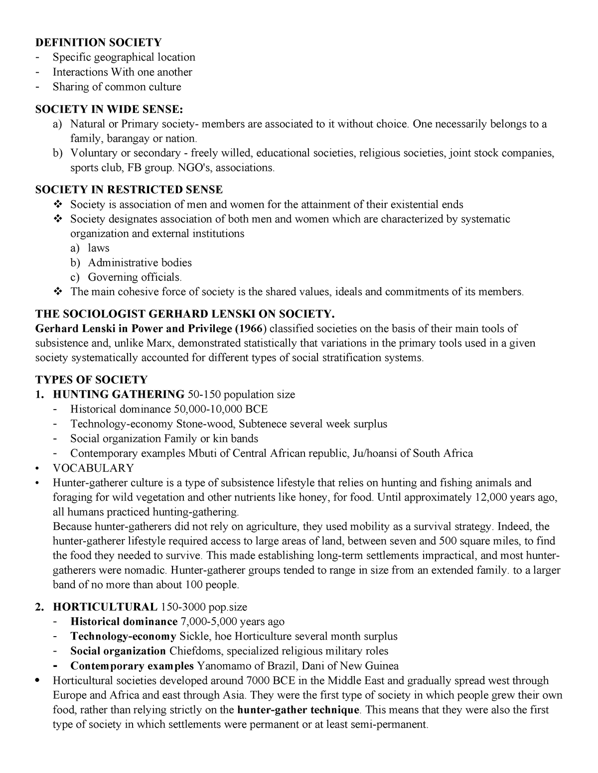 FCL401 - DEFINITION SOCIETY Specific geographical location Interactions ...