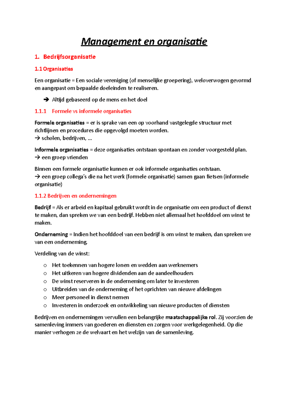 Management-en-organisatie Samenvatting - Management En Organisatie 1 ...