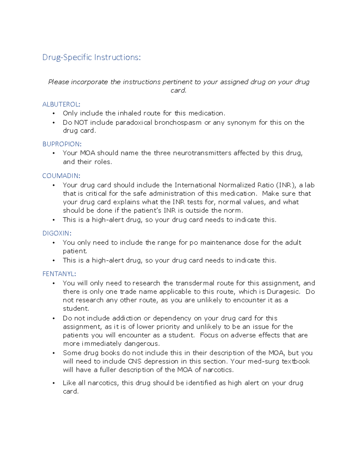 Drug Specific Instructions 2023 DrugSpecific Instructions Please