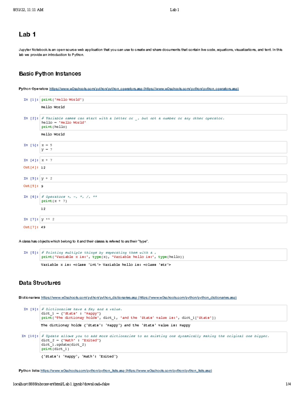 Lab 1 - Intro To Python - Lab 1 Jupyter Notebook Is An Open Source Web ...