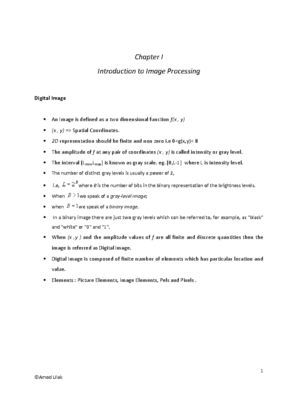 Chap 1 Introduction to Image Processing - 1 Chapter I Introduction to ...