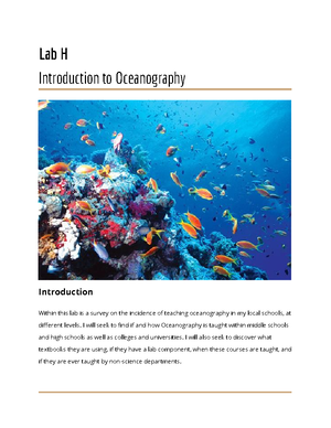Lab J Intro to Oceanography - Introduction to Oceanography Lab J: New Species from the Ocean ...