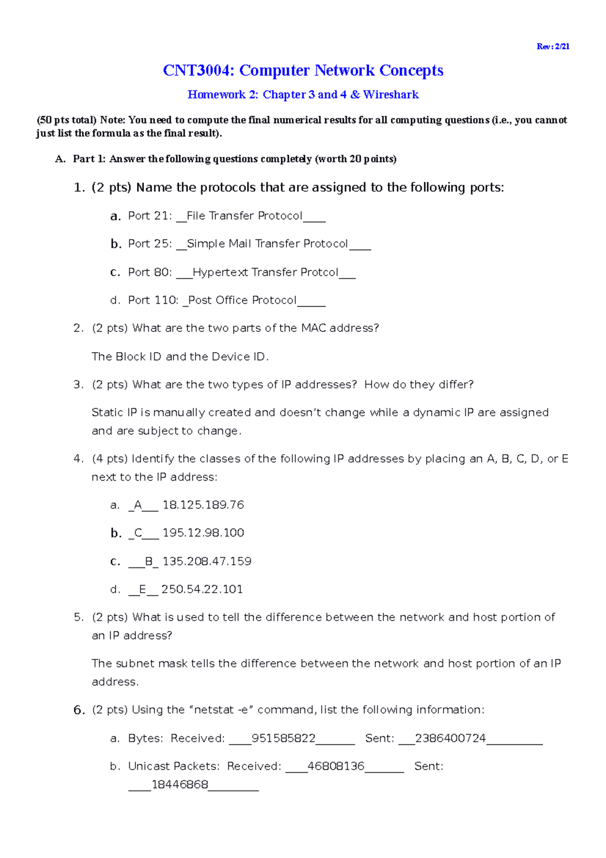 Homework 2 Spring 2021 3 - Rev: 2/ CNT3004: Computer Network Concepts ...