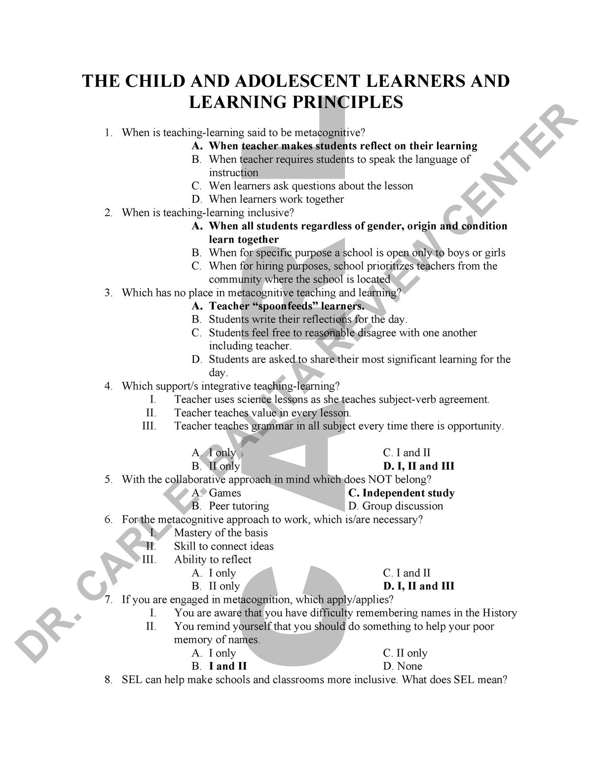 THE Child AND Adolescent Learners AND Learning Principles - THE CHILD ...