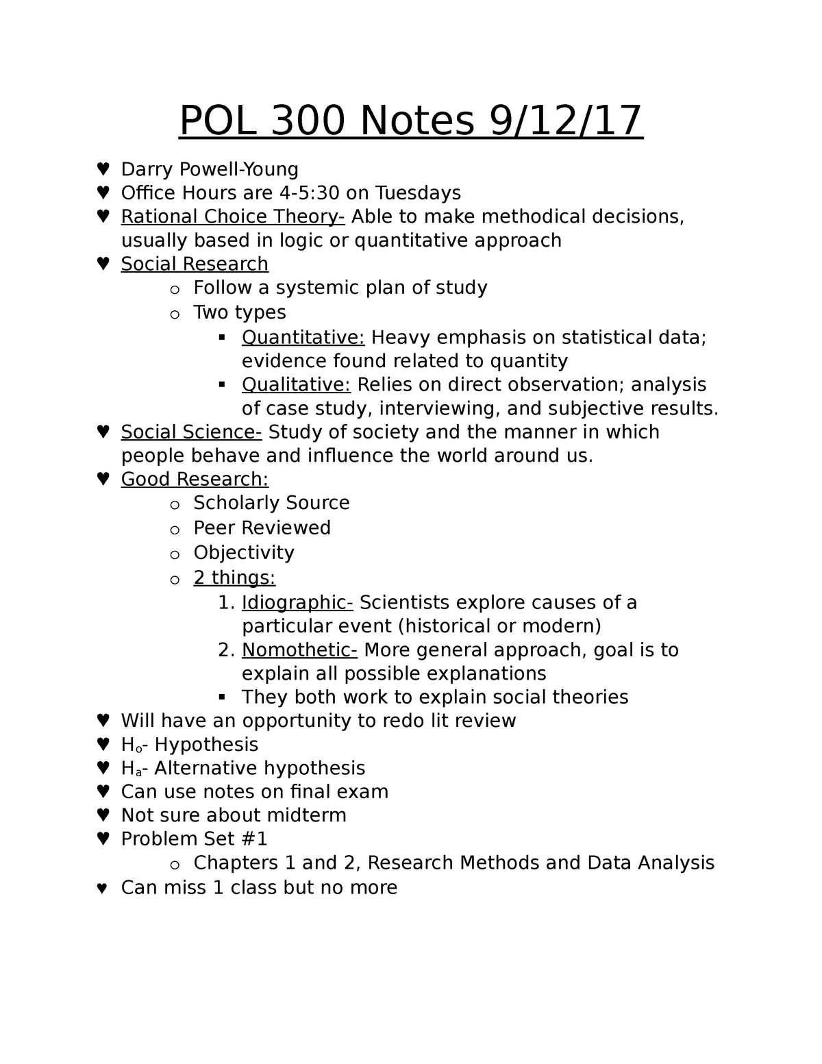 Pol 300 Lecture Notes Warning Tt More Functions Defined Than Expected Pol 300 Notes 912 8372