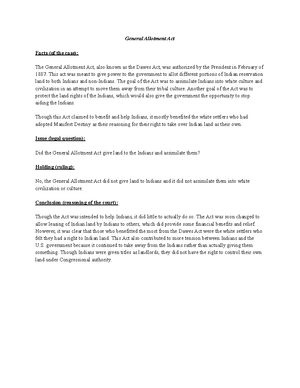 Nas 119: brief 2 - Cherokee Nation v. Georgia (1831) Facts (of the case ...