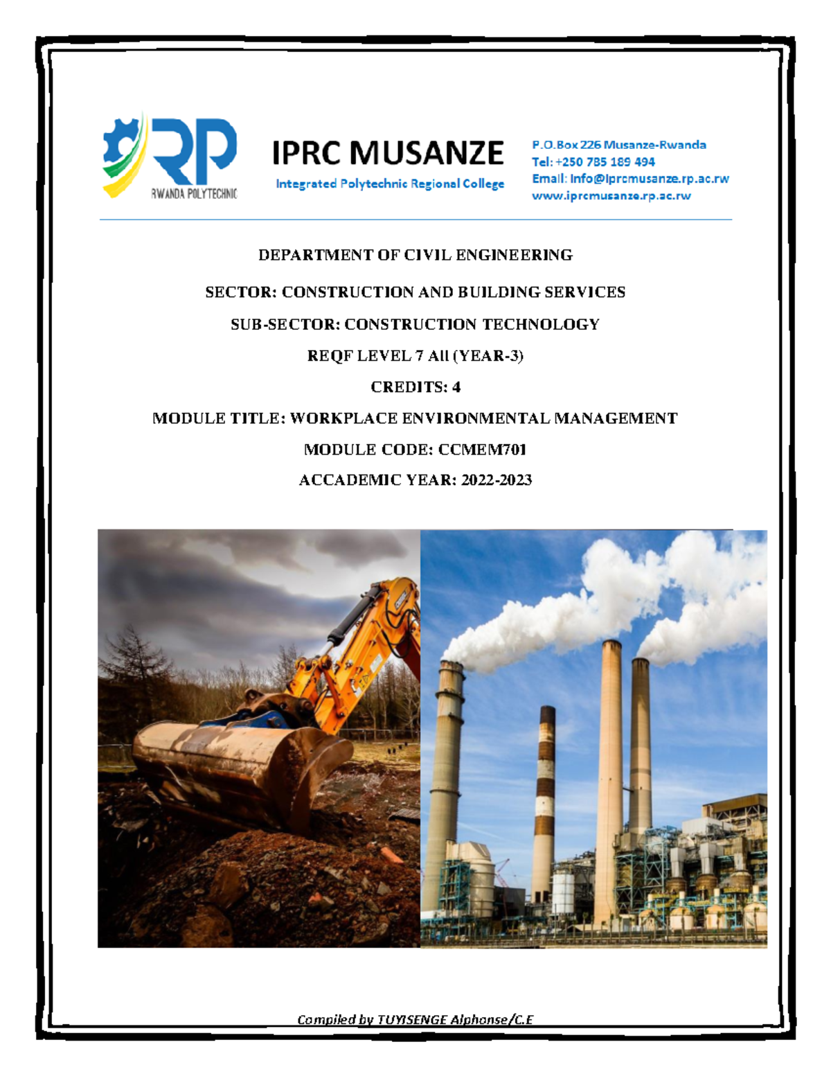 Ccmem 701 Handout - im soldier - DEPARTMENT OF CIVIL ENGINEERING SECTOR ...