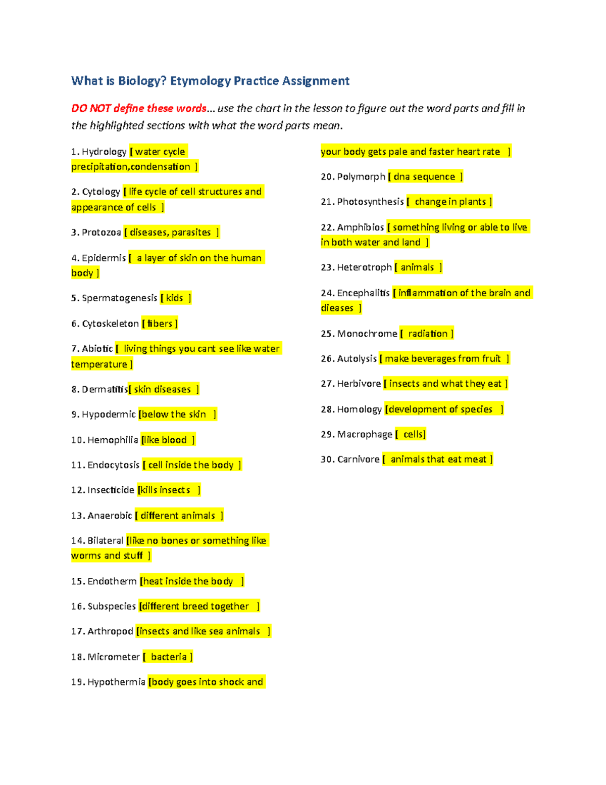 Copy of Whatis Biology ubu9hoin What is Biology? Etymology Practice
