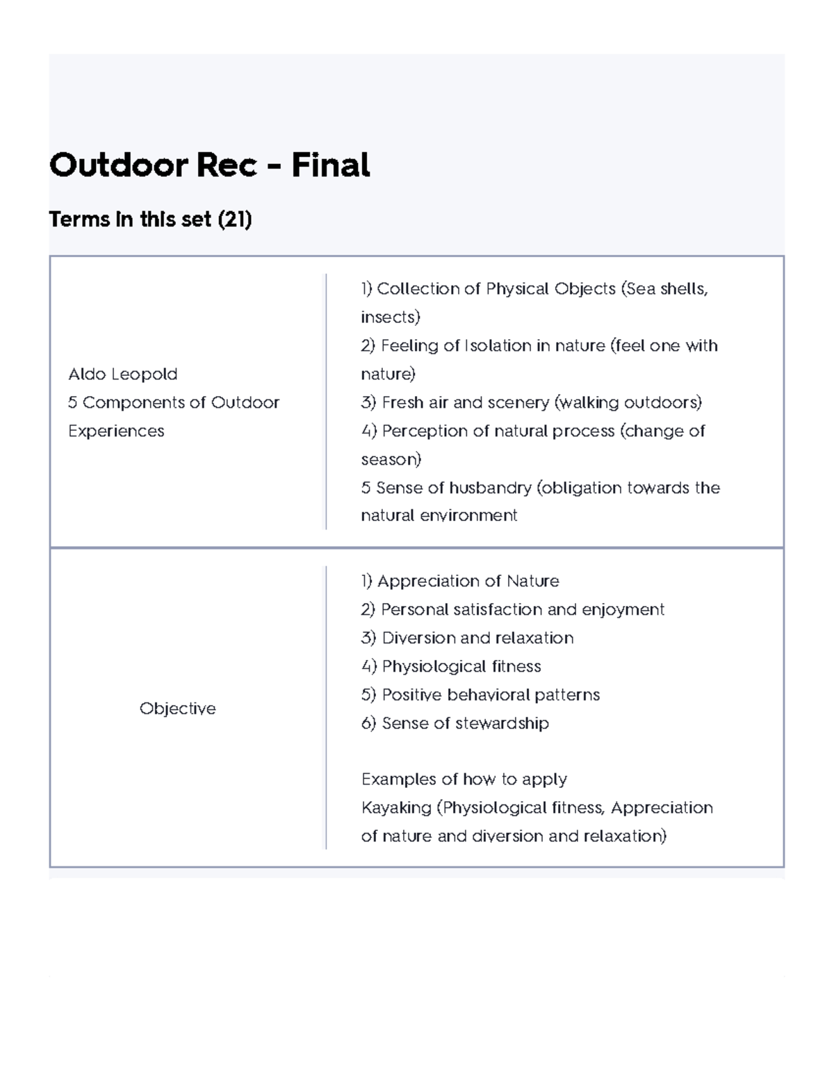 Outdoor Rec Final Flashcards Quizlet Outdoor Rec Final Terms in this set (21) Aldo Leopold