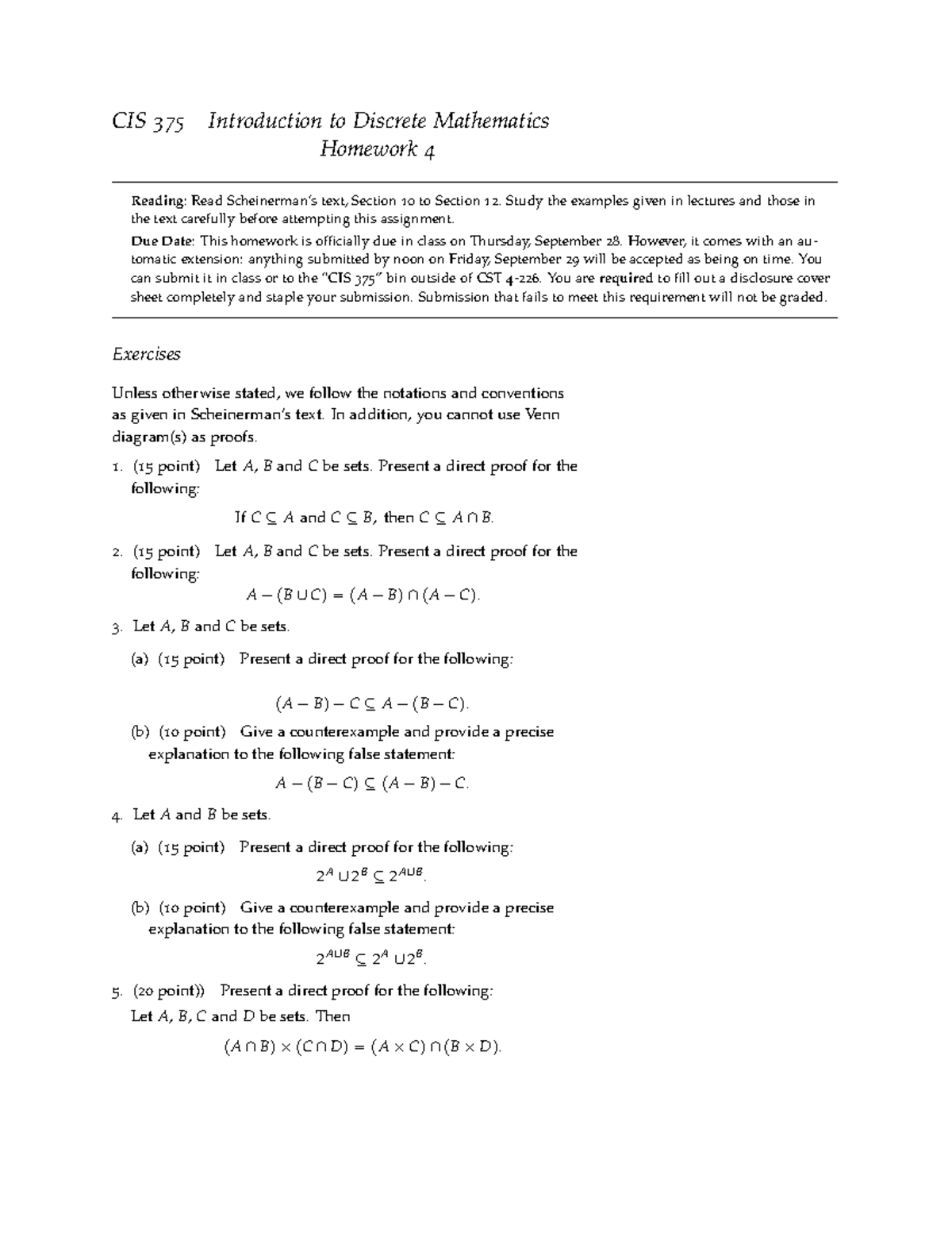 discrete mathematics homework solutions