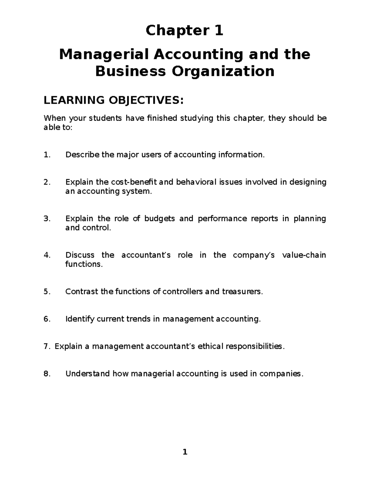 Ch01imaim - practice Materials - Chapter 1 Managerial Accounting and ...