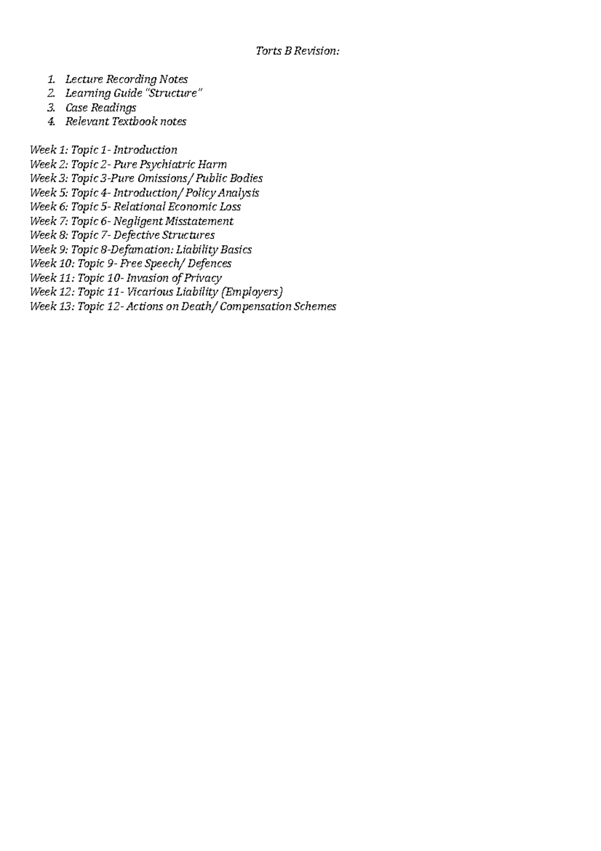 Summary Law Of Torts B: Complete - Torts B Revision: Lecture Recording ...