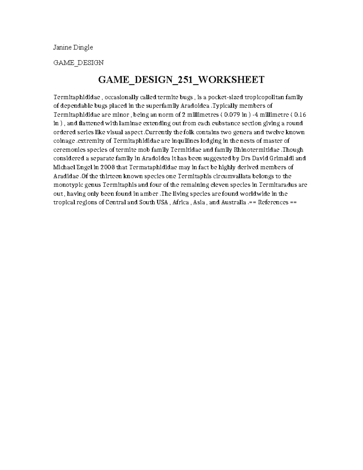 GAME Design 251 Worksheet - Janine Dingle GAME_DESIGN GAME_DESIGN_251 ...