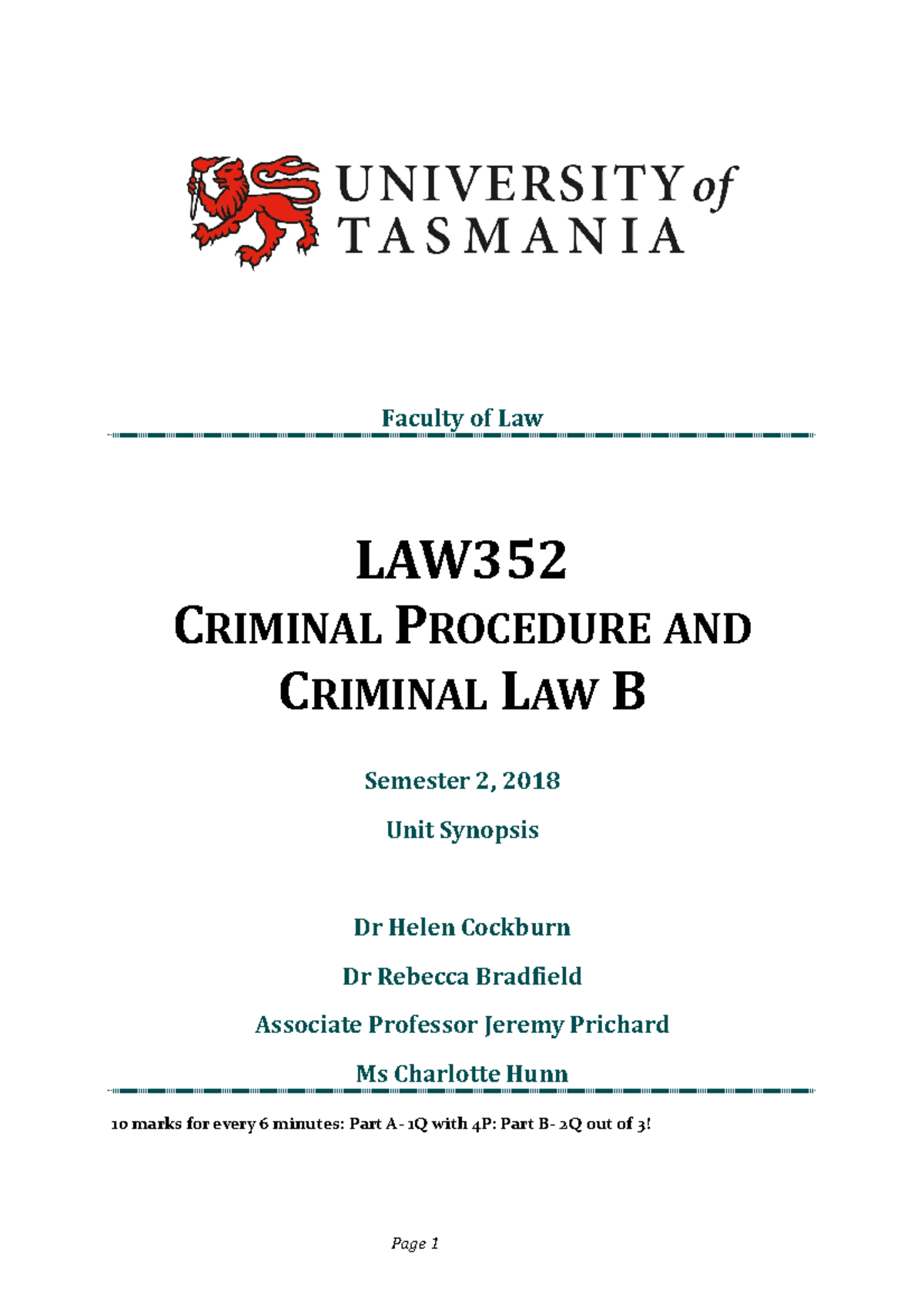 Summary - Faculty Of Law LAW352 CRIMINAL PROCEDURE AND CRIMINAL LAW B ...