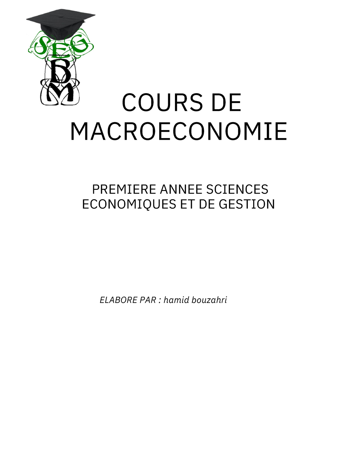 Macroéconomie - Economie Générale - COURS DE MACROECONOMIE PREMIERE ...