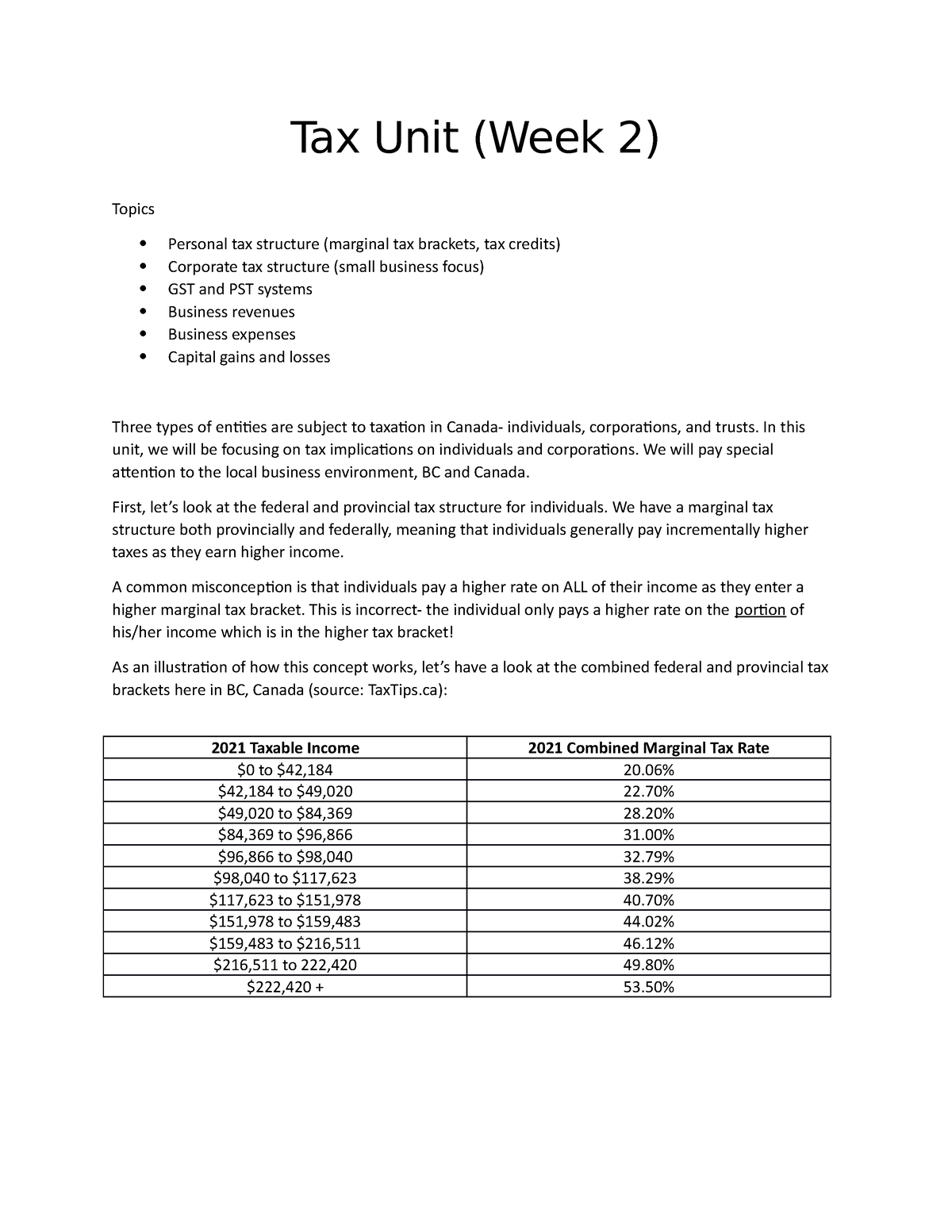 week-2-621-notes-canadian-tax-system-tax-unit-week-2-topics