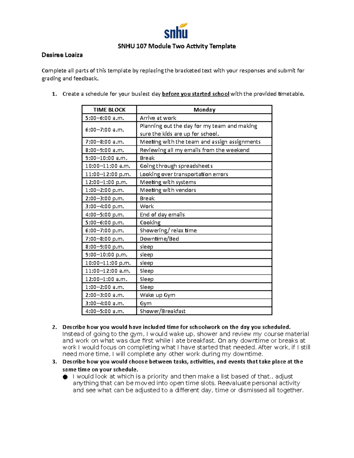 Snhu 107 Module Two Activity Template Snhu 107 Module Two Activity