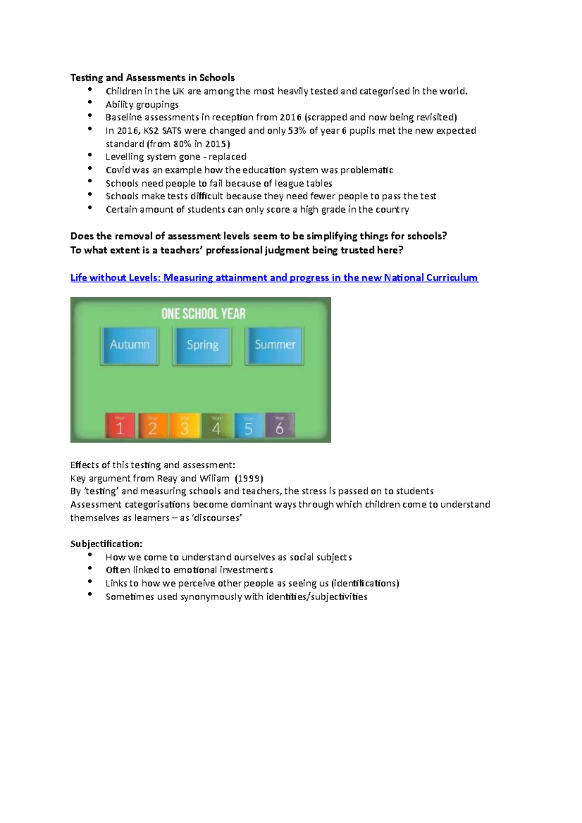 Testing and Assessments in Schools - Ability groupings Baseline ...