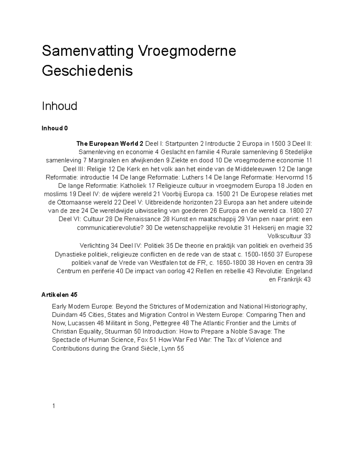 Samenvatting Vroegmoderne Geschiedenis - Samenvatting Vroegmoderne ...