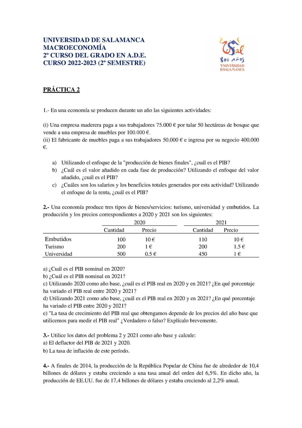 Práctica 2 Ejercicios Práctica 2 Macroeconomía Universidad De Salamanca MacroeconomÍa 2º 4462