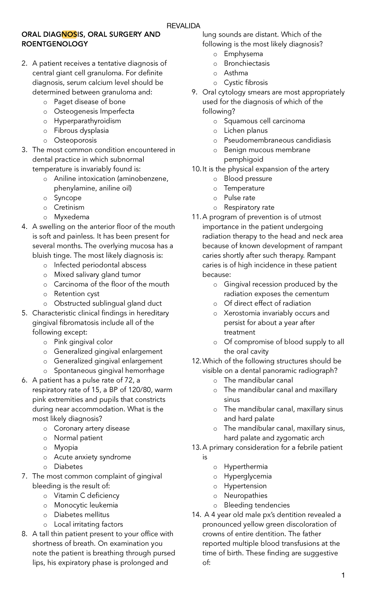 OD, OS AND Roent Revalida - ORAL DIAGNOSIS, ORAL SURGERY AND ...