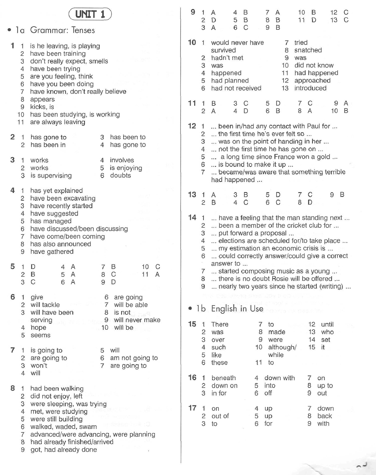 CPE Use of English 1 (Key) - Tiếng Anh 1 - Studocu