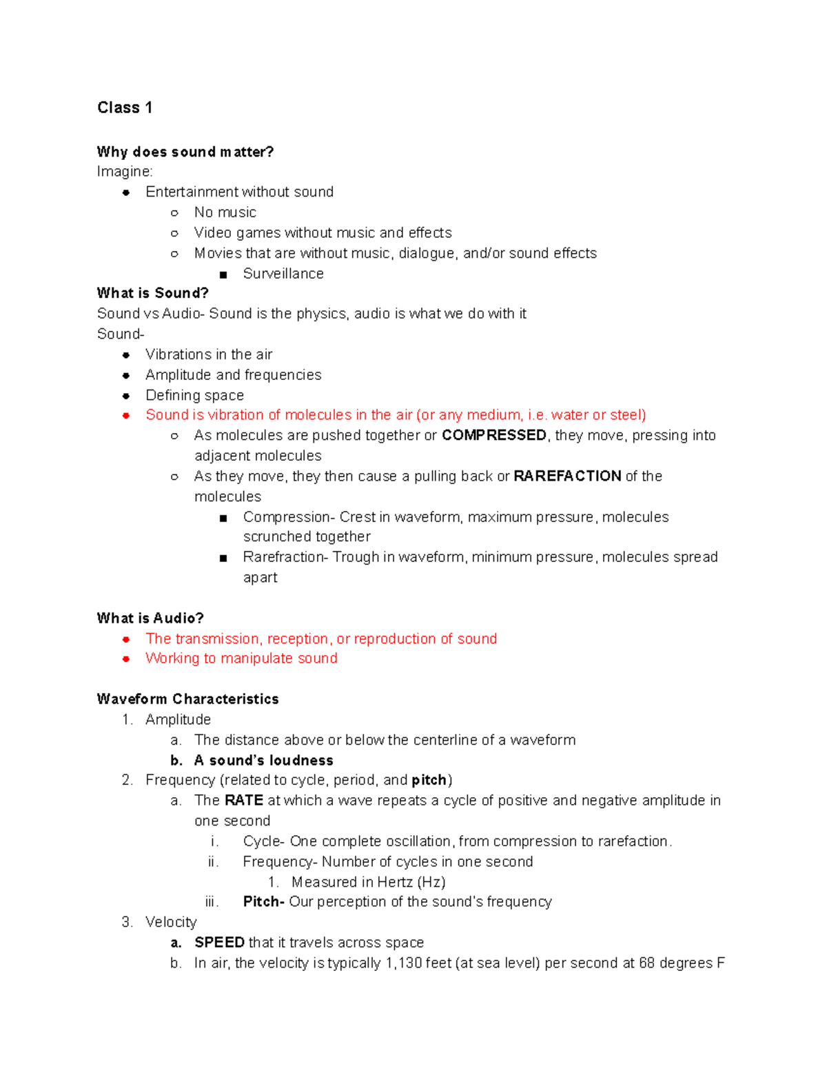 Audio Production Basics MDIA 1250 - Class 1 Why does sound matter ...