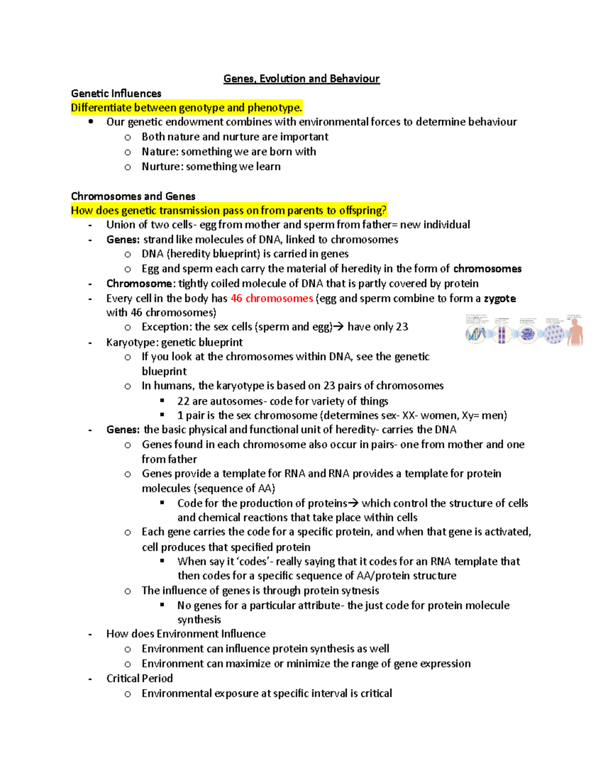Chapter 4 - Genes, Evolution and Behaviour Genetic Influences ...