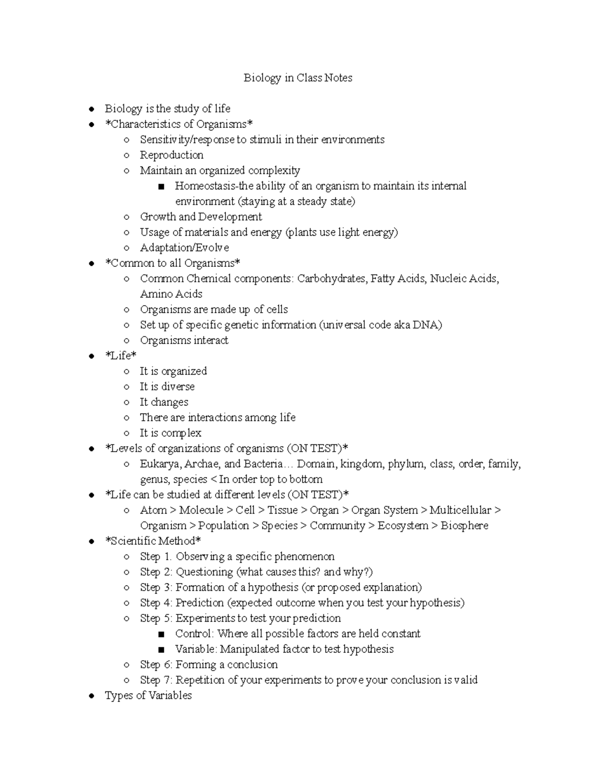 Biology in Class Notes - .. Domain, kingdom, phylum, class, order ...