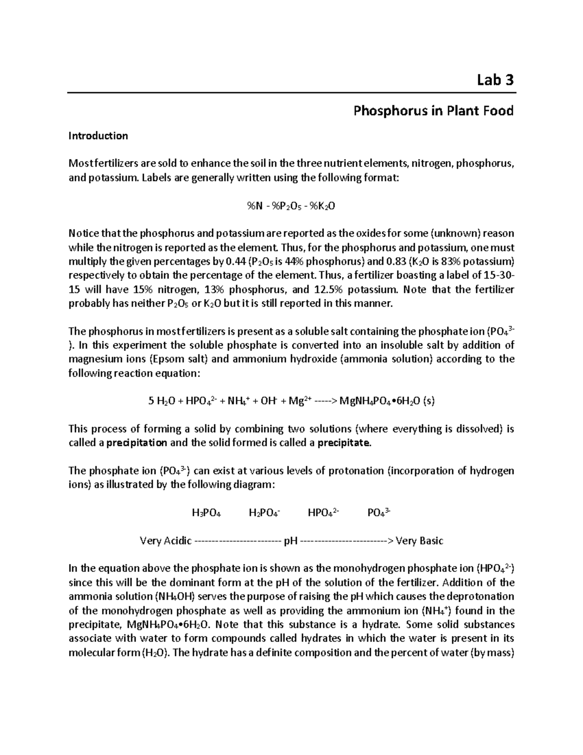 03Phosphorus in Plant Food1 Lab 3 Phosphorus in Plant Food