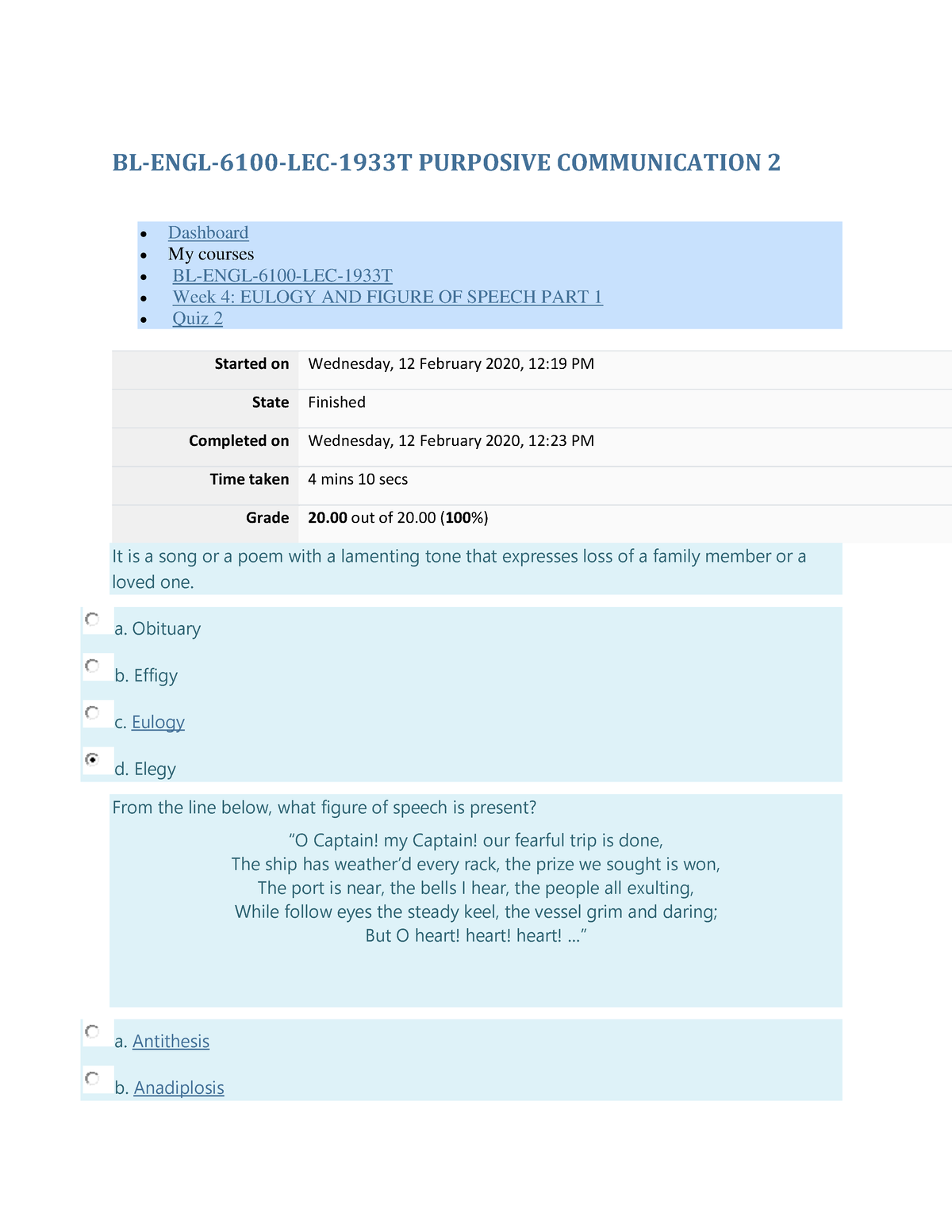 Quiz 2 - Purposive - BL-ENGL-6100-LEC-1933T PURPOSIVE COMMUNICATION 2 ...